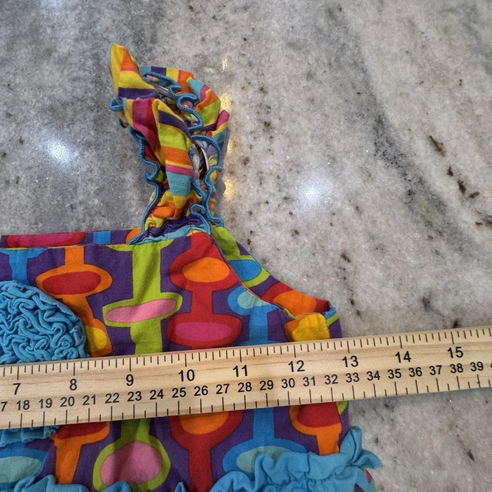 Banana Split Rainbow Colorful Ruffle Midi Dress Girls Size 6‎ Bright Play Summer